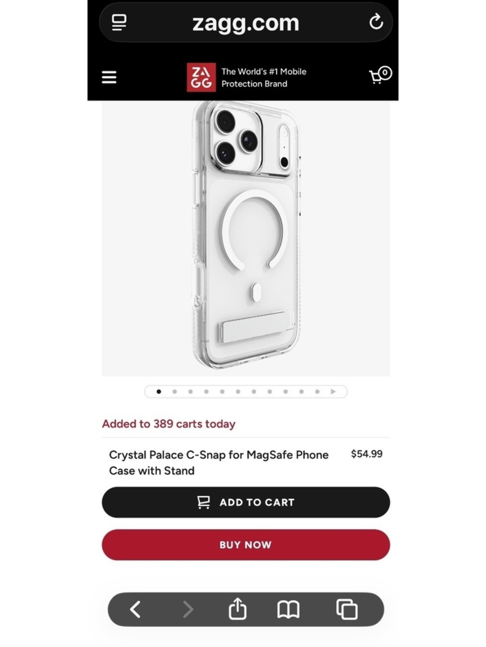 Zagg Crystal palace csnap Phone Case 17 PRO MAX with Magnetic Ring and Kickstand